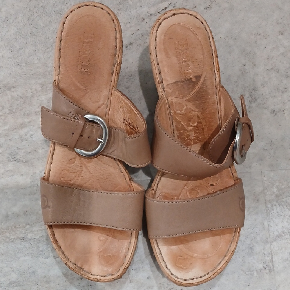 Tan Born Wedge Sandals